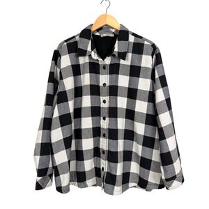 Lee‎ Riders Plaid Flannel Shirt Black White Buffalo Check Long Sleeve Women's 2X